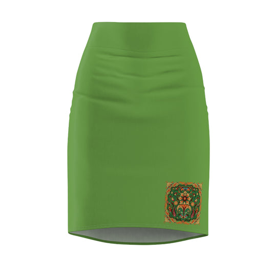 Green Floral Women's Pencil Skirt (AOP)